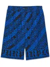 Purple Brand Bandana-print Lyocell Track Shorts In Blue