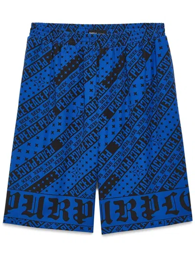 Purple Brand Bandana-print Lyocell Track Shorts In Blue