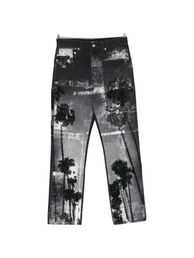 Purple Brand Beaded Palms Denim Jeans In Gold