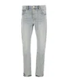 Purple Brand Light Blue Jeans With Belt Loops And Logo Patch On The Rear In Gray