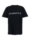 Purple Brand Black Crewneck T-shirt With Logo Lettering On The Front In Cotton Man In Black