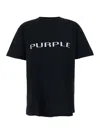 Purple Brand Black Crewneck T-shirt With Logo Lettering On The Front In Cotton Man In Black
