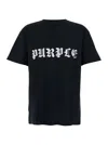 Purple Brand Black Crewneck T-shirt With Logo Lettering On The Front In Cotton Man In Black