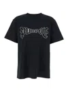 Purple Brand Black Crewneck T-shirt With Logo Print On The Front In Cotton Man