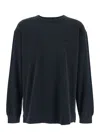 Purple Brand Black Crewneck T-shirt With Long Sleeves And Tonal Logo Lettering Embroidery On The Front