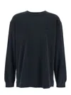 Purple Brand Black Crewneck T-shirt With Long Sleeves And Tonal Logo Lettering Embroidery On The Front