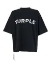 Purple Brand Black Crewneck T-shirt With Maxi Logo Lettering On The Front In Cotton Man In Black
