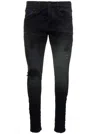 Purple Brand Black Five-pocket Style Jeans With Rips Detail In Stretch Cotton Denim Man In Black