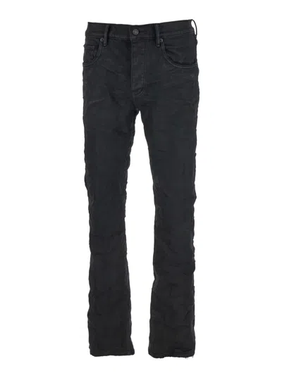 PURPLE BRAND BLACK JEANS WITH FLARE LEG AND LOGO PATCH ON THE REAR IN DENIM MAN