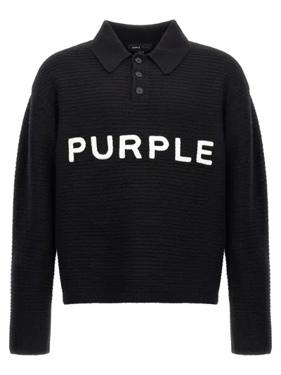 PURPLE BRAND MEN BLACK LOGO EMBROIDERY SWEATER, L LUXURY SWEATERS & KNITWEAR FOR MEN DARVEYS