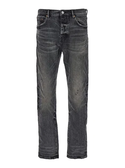 Purple Brand Black Straight Five Pocket Jeans In Stretch Cotton Denim Man In Grey