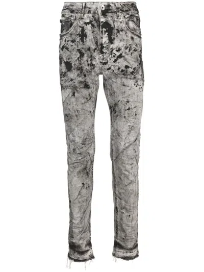 Purple Brand Skinny-jeans Mit Farbklecks-print In Grau