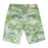 Purple Brand Bleached Tie Dye Jacquard Monogram Green Shorts In Green