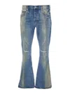 Purple Brand Blue Flared Jeans With Logo Patch On The Rear And Faded Effect In Blue
