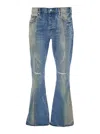 Purple Brand Blue Flared Jeans With Logo Patch On The Rear And Faded Effect In Blu