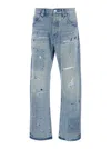 Purple Brand Blue Jeans With Logo Patch On The Rear And All-over Ripped Details In Denim Man
