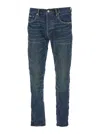 Purple Brand Blue Jeans With Low Rise And Stonewashed Effect In Blue