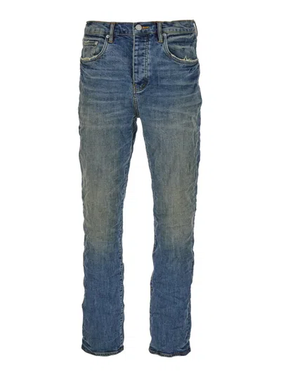 Purple Brand Blue Skinny Jeans With Crinkled Effect In Cotton Blend Denim Man