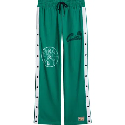 Purple Brand Boston Celtics Snap-up Cotton Graphic Track Pants In Green