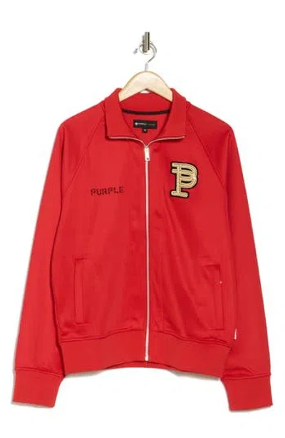 Purple Brand Bullion Patch Raglan Track Jacket In Red