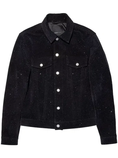 Purple Brand Buttoned Leather Jacket In Black