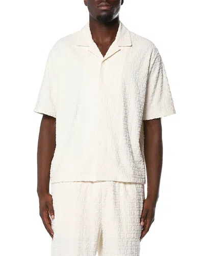 Purple Brand Camp Collar Terry Towel Logo Shirt In White