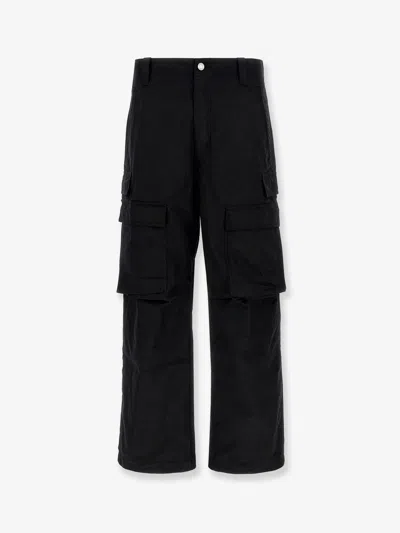 Purple Brand Cargo Cotton Trousers In Black