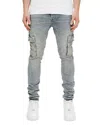 Purple Brand Pumice Washed Skinny Cargo Jeans In Light Indigo