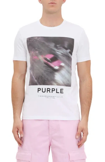 Purple Brand Clean Jersey Graphic T-shirt In White