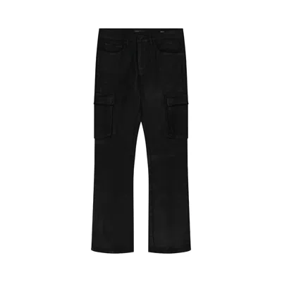 Pre-owned Purple Brand Coated Cargo Flare Jeans 'black' | Men's Size 33