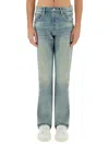 Purple Brand "coated Flare" Jeans In Navy