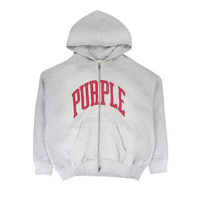 Pre-owned Purple Brand Collegiate Zip Up Hoodie 'heather' In Grey