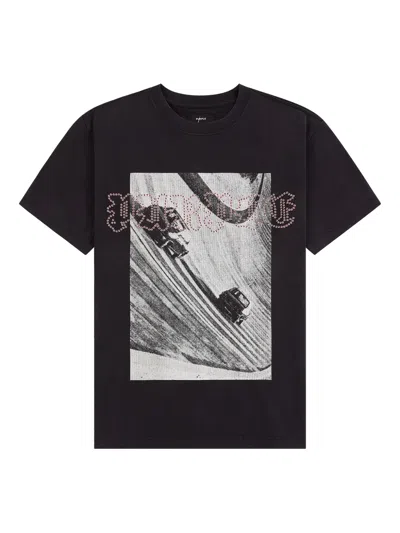 Purple Brand Studded Heavyweight Jersey Cotton Graphic T-shirt In Black