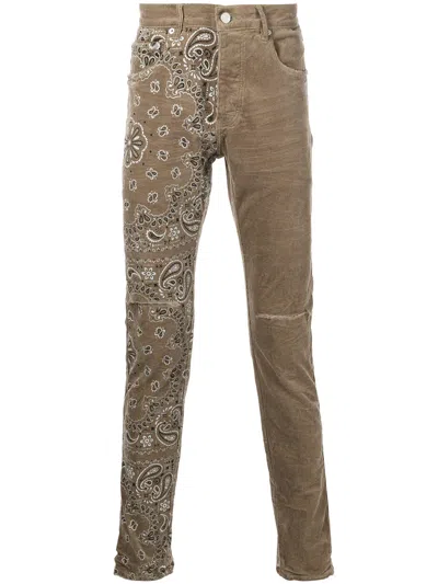 Purple Brand Corduroy Bandana-print Skinny Jeans In Tan