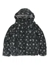 Purple Brand Printed Corduroy Puffer Jacket In Black In Black