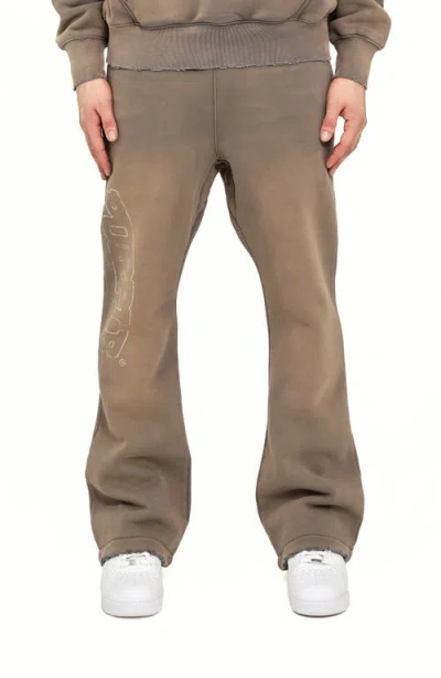Purple Brand Cotton Fleece Flare Sweatpants In Gray