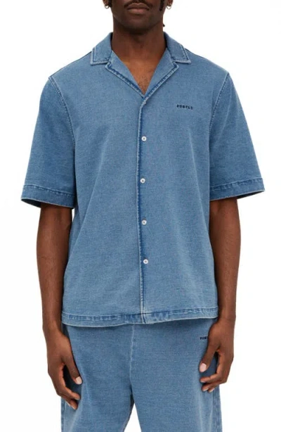 Purple Brand Cotton Jersey Camp Shirt In Blue