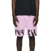 Purple Brand Crackle Logo Cutoff Fleece Shorts In Pink
