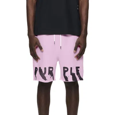 Purple Brand Crackle Logo Cutoff Fleece Shorts In Pink