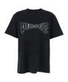 Purple Brand Black Crewneck T-shirt With Logo Print On The Front In Cotton Man
