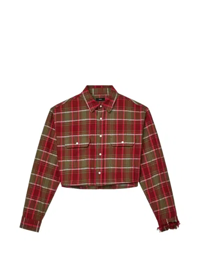 Purple Brand Cropped Plaid Shirt In Multi