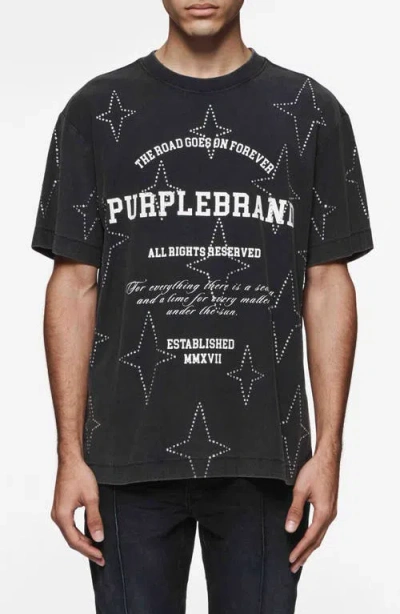 Purple Brand Crystal-embellished Cotton T-shirt In Black