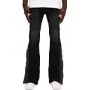 Purple Brand Crystal Side Snap Flare Jeans In Black