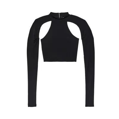 Pre-owned Purple Brand Cut Out Cropped Top 'black' | Women's Size M