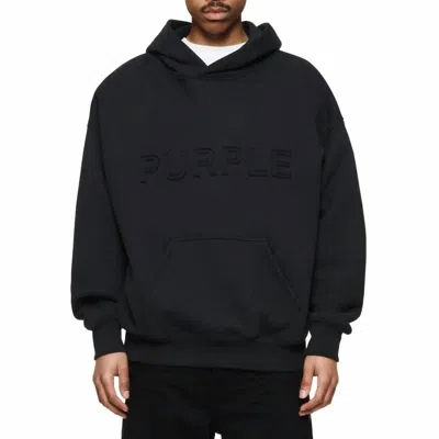 Purple Brand Cutout Wordmark Heavyweight Fleece Hoodie In Black