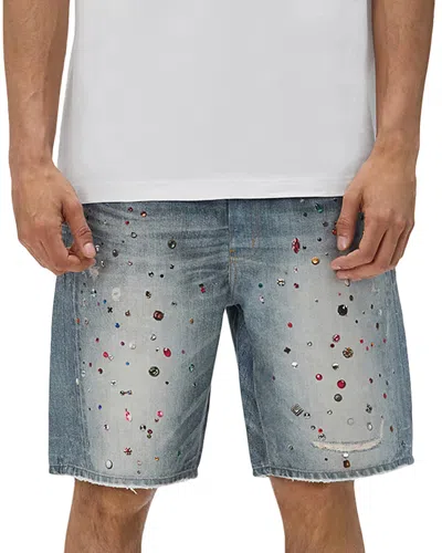 Purple Brand Cyanine Jewel Jean Shorts In Light Indigo In Blue