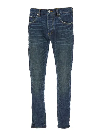PURPLE BRAND BLUE JEANS WITH LOW RISE AND STONEWASHED EFFECT IN DENIM MAN