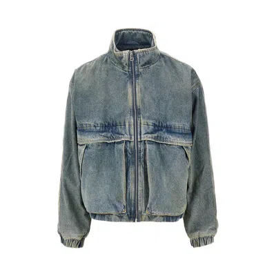 Purple Brand Denim Boxy Fit Bomber Jacket In Blue