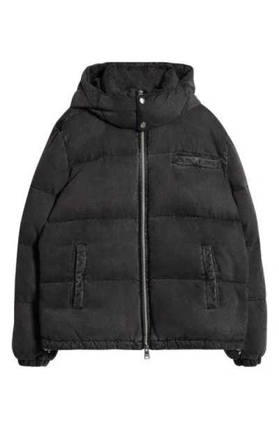 Purple Brand Denim Down Puffer Jacket In Black