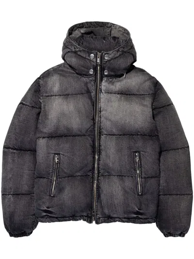 Purple Brand Denim Padded Hooded Jacket In Black